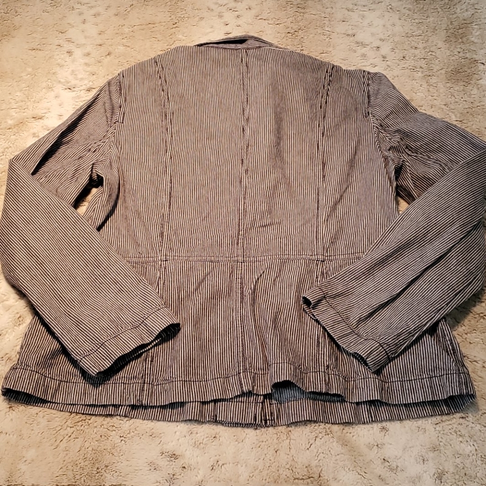 Talbots Blue & White Pin Stripe Denim Jacket 6 - Picture 6 of 6